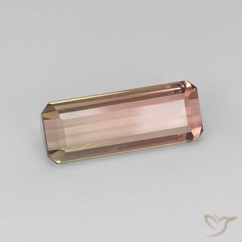 4.33ct 자연스러운 바이컬러 전기석, 에메랄드 컷, VVS-VS