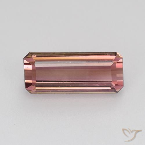 2.00ct 자연스러운 오렌지 핑크 전기석, 에메랄드 컷, VVS