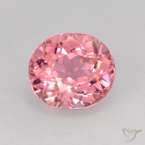 1.57ct 자연스러운 미디엄 핑크 전기석, 타원형, VVS-VS