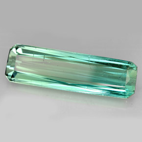 15.23캐럿 천연 블루 그린 투르말린, 에메랄드 컷, 28×8.7 mm, VS-SI