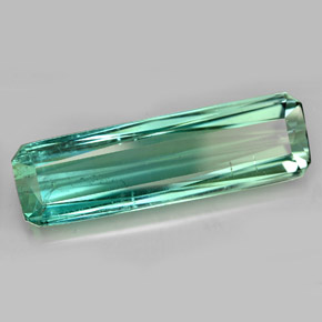 15.23캐럿 천연 블루 그린 투르말린, 에메랄드 컷, 28×8.7 mm, VS-SI