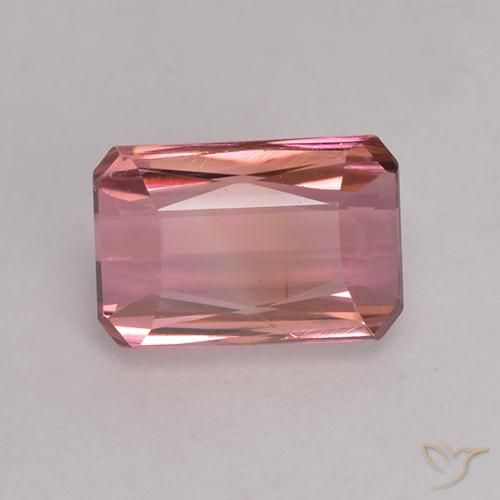 1.25ct 자연스러운 딥 오렌지 핑크 전기석, 에메랄드 컷, VVS-VS