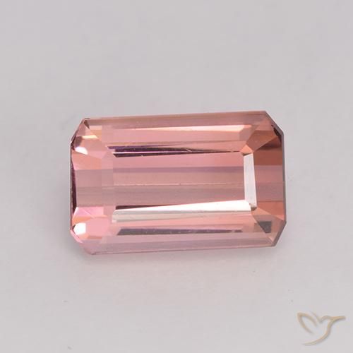 1.83ct 자연스러운 오렌지 핑크 전기석, 에메랄드 컷, VVS-VS