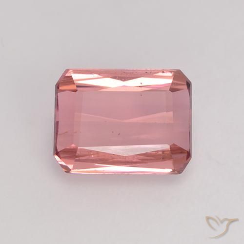 1.28ct 자연스러운 딥 오렌지 핑크 전기석, 에메랄드 컷, VVS-VS