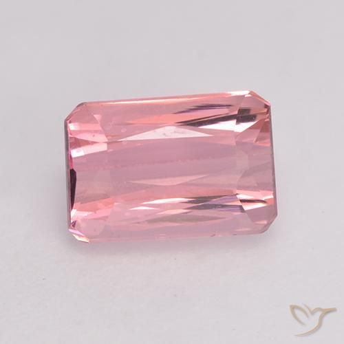 1.27ct 자연스러운 연분홍 풍선껌 전기석, 에메랄드 컷, VVS-VS