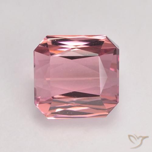 1.43ct 자연스러운 연분홍 풍선껌 전기석, 에메랄드 컷, VVS-VS