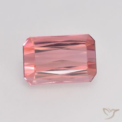 1.54ct 자연스러운 풍선껌 핑크 톤 전기석, 에메랄드 컷, VVS-VS