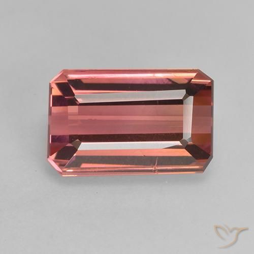 3.61ct 자연스러운 미디엄 핑크 전기석, 에메랄드 컷, VS