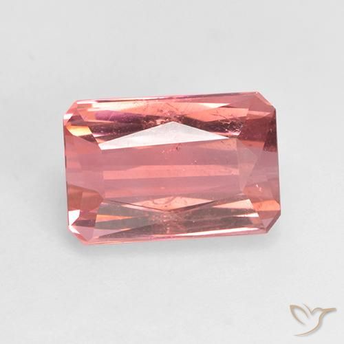 2.38ct 자연스러운 딥 오렌지 핑크 전기석, 에메랄드 컷, VS