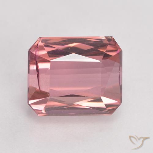 3.60ct 자연스러운 미디엄 핑크 전기석, 에메랄드 컷, SI