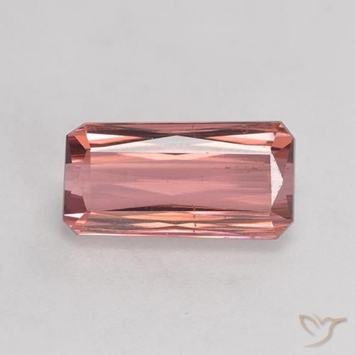 3.47ct 자연스러운 오렌지 핑크 전기석, 에메랄드 컷, SI