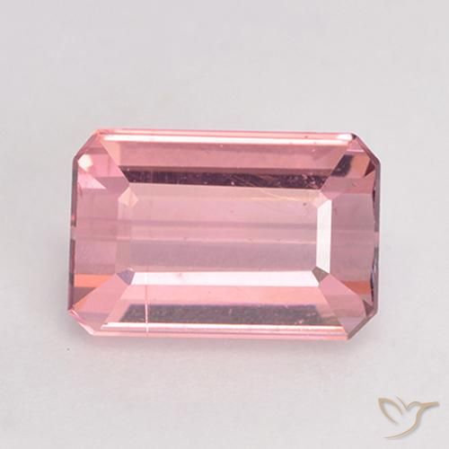 1.85ct 자연스러운 연분홍 풍선껌 전기석, 에메랄드 컷, VVS-VS