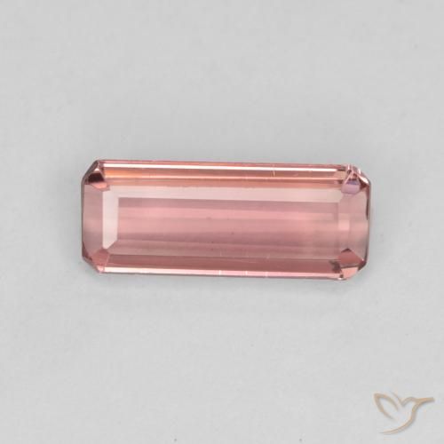 1.02ct 자연스러운 오렌지 핑크 전기석, 에메랄드 컷, VS-SI