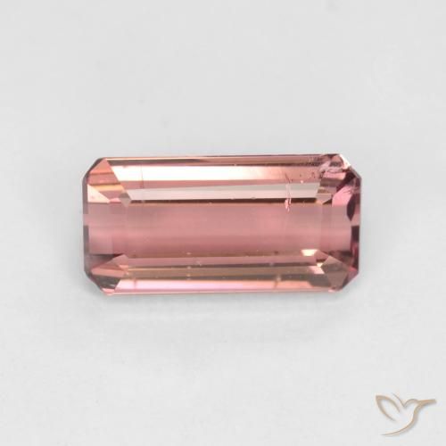 1.42ct 자연스러운 오렌지 핑크 전기석, 에메랄드 컷, SI