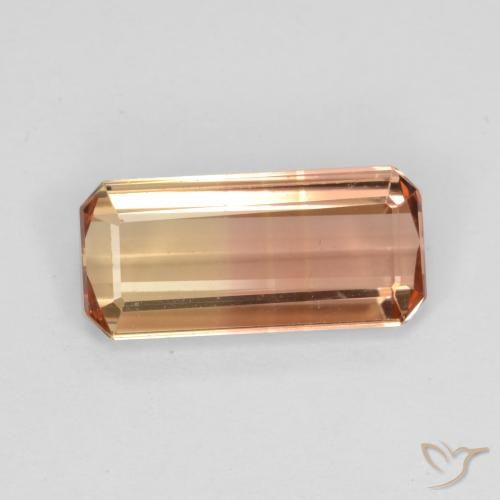 2.02ct 자연스러운 바이컬러 전기석, 에메랄드 컷, VS