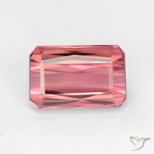 2.53ct 자연스러운 풍선껌 핑크 전기석, 에메랄드 컷, VS