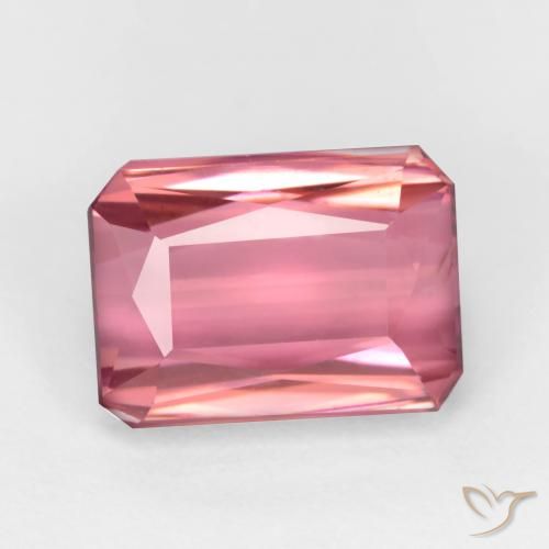 2.55ct 자연스러운 풍선껌 핑크 전기석, 에메랄드 컷, VS-SI
