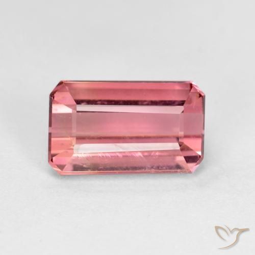 1.54ct 자연스러운 미디엄 핑크 전기석, 에메랄드 컷, VS