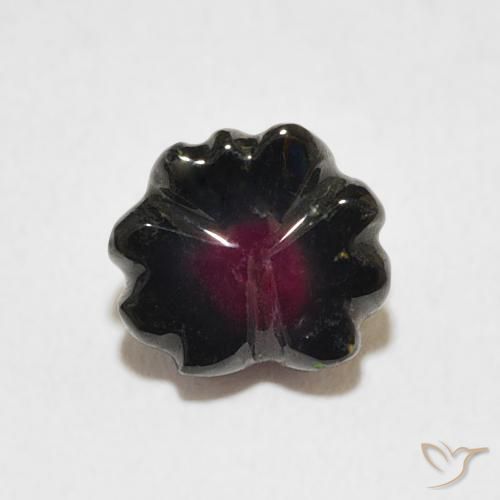 1.74ct 자연스러운 딥 레드 전기석, 플라워 컷, 투명한