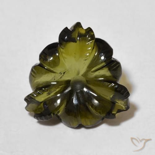 4.28ct 자연스러운 짙은 녹색 전기석, 플라워 컷, 투명한