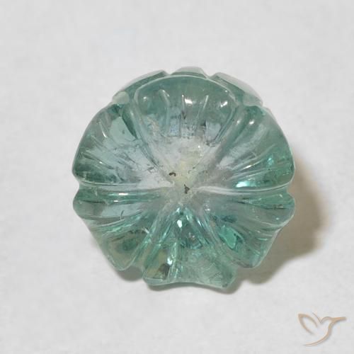 6.83ct 자연스러운 터키 옥 전기석, 플라워 컷, 투명한