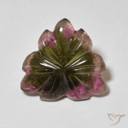 5.01ct 자연스러운 다색 전기석, 플라워 컷, 투명한