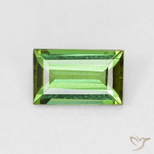 0.68ct 자연스러운 짙은 녹색 전기석, 바게트, VVS-VS