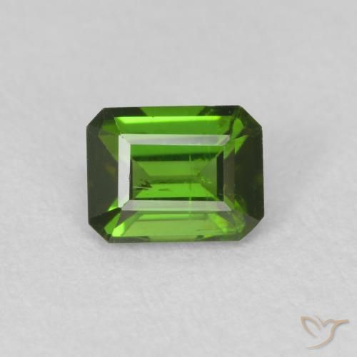 0.53ct 자연스러운 흙빛 녹색 전기석, 에메랄드 컷, VS