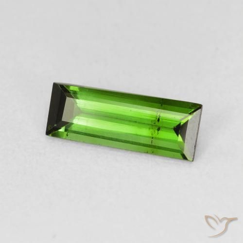 1.08캐럿 천연 Medium Dark-Green 전기석, 바게트, VS