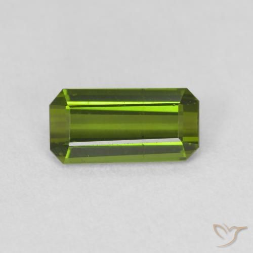 0.98ct 자연스러운 따뜻한 녹색 전기석, 에메랄드 컷, VS