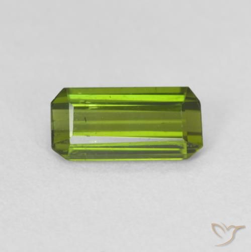 0.65ct 자연스러운 따뜻한 녹색 전기석, 에메랄드 컷, VS