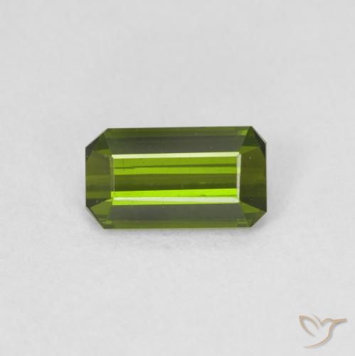 0.91ct 자연스러운 황록색 전기석, 에메랄드 컷, VVS