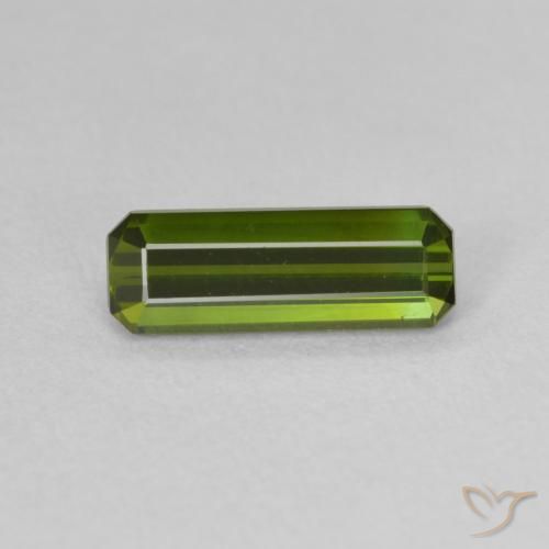 1.11ct 자연스러운 미디엄 그린 전기석, 에메랄드 컷, VVS
