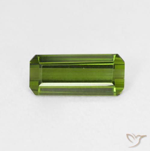 1.08ct 자연스러운 미디엄 그린 전기석, 에메랄드 컷, VVS