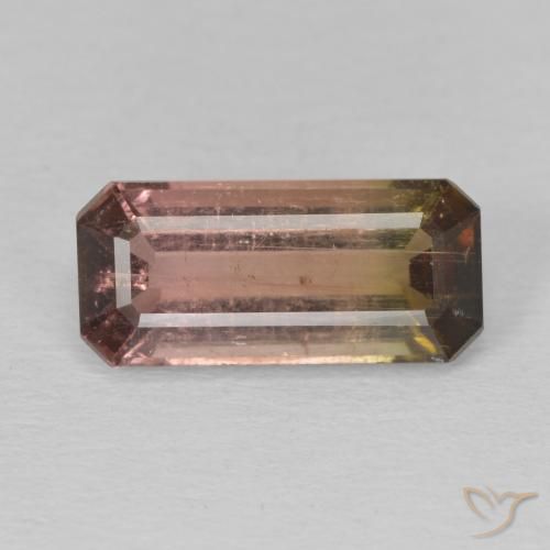 3.60ct 자연스러운 바이컬러 전기석, 에메랄드 컷, SI
