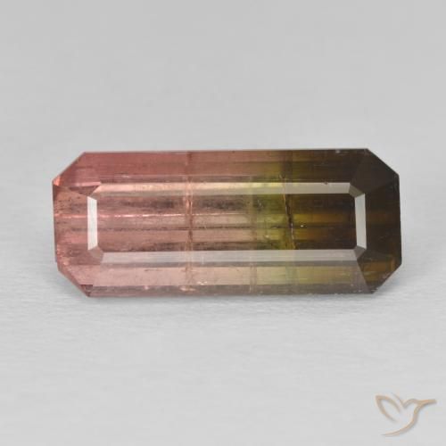 7.99ct 자연스러운 바이컬러 전기석, 에메랄드 컷, SI