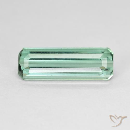 4.12ct 자연스러운 라이트 민트 그린 전기석, 에메랄드 컷, VVS-VS