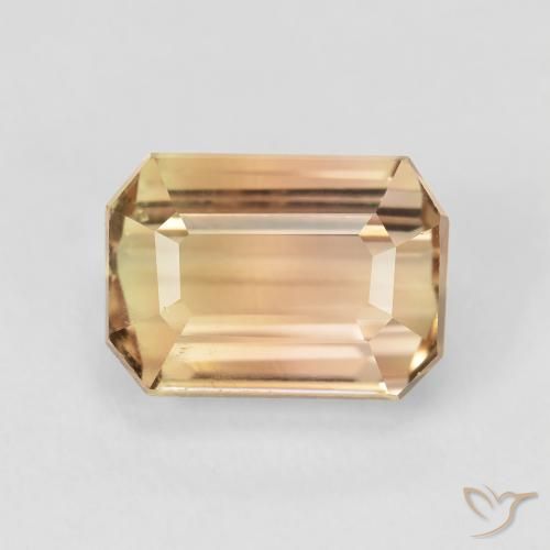 5.60ct 자연스러운 라이트 피치 골든 전기석, 에메랄드 컷, SI