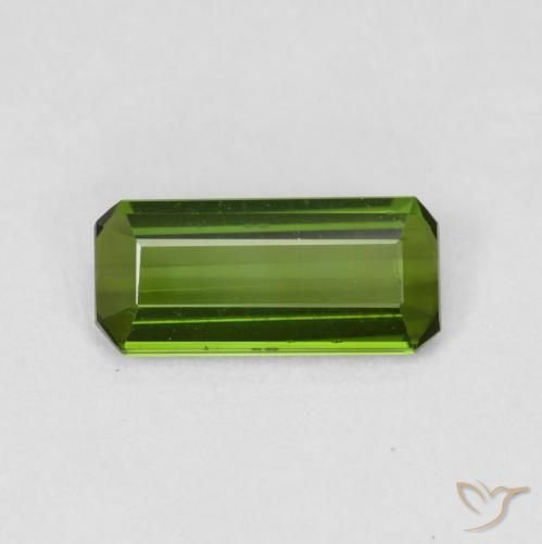 0.84ct 자연스러운 흙빛 녹색 전기석, 에메랄드 컷, VVS