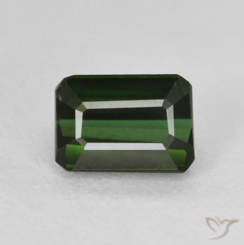 1.46ct 자연스러운 매우 진한 녹색 전기석, 에메랄드 컷, VVS