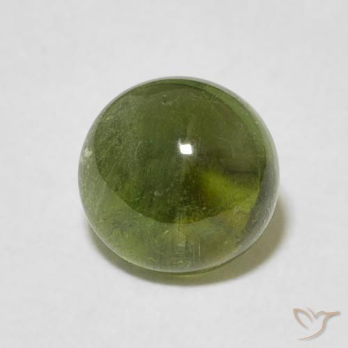 1.61ct 자연스러운 미디엄 그린 전기석, 둥근, 투명한