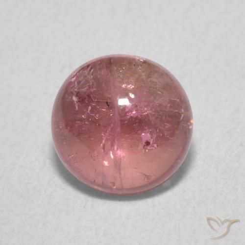 1.00ct 자연스러운 미디엄 핑크 전기석, 둥근, 투명한