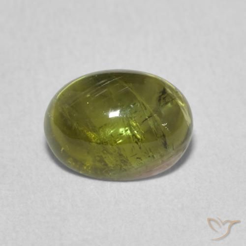1.29ct 자연스러운 미디엄 그린 전기석, 타원형, 투명한