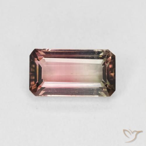 1.34ct 자연스러운 바이컬러 전기석, 에메랄드 컷, VVS