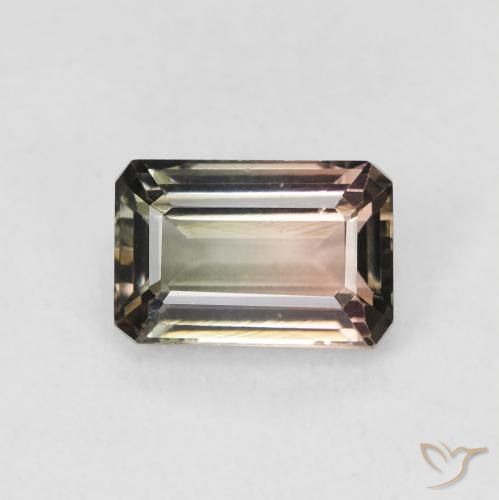 1.18ct 자연스러운 바이컬러 전기석, 에메랄드 컷, VVS-VS