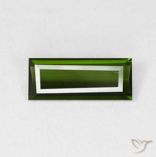 0.95ct 자연스러운 흙빛 녹색 전기석, 바게트, VS
