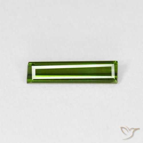 0.57ct 자연스러운 짙은 녹색 전기석, 바게트, VVS