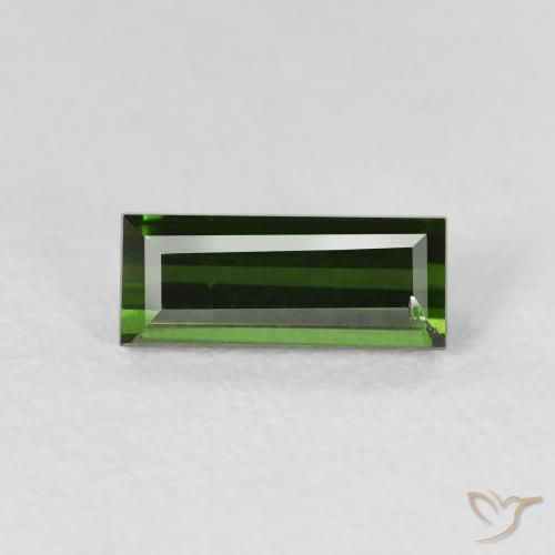 0.77ct 자연스러운 흙빛 녹색 전기석, 바게트, VS