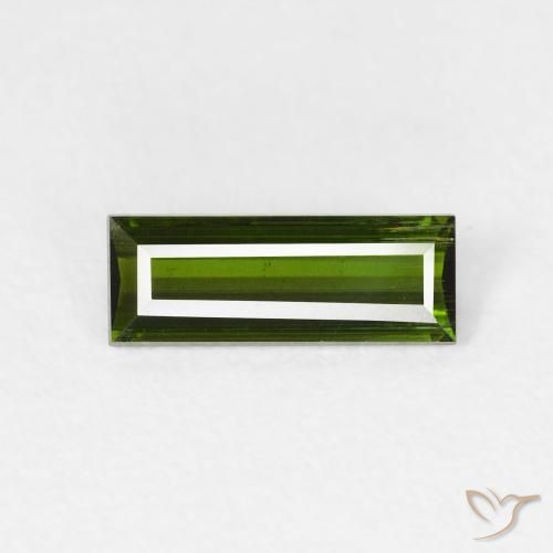 0.67ct 자연스러운 짙은 녹색 전기석, 바게트, VS