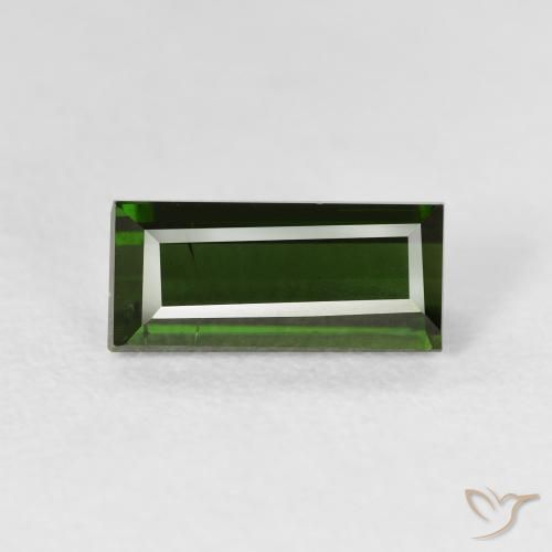 1.71ct 자연스러운 짙은 녹색 전기석, 바게트, VS